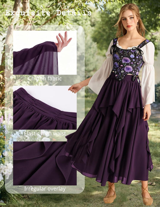 Scarlet Darkness Maxi Skirts for Women Renaissance High Waist Long Skirt