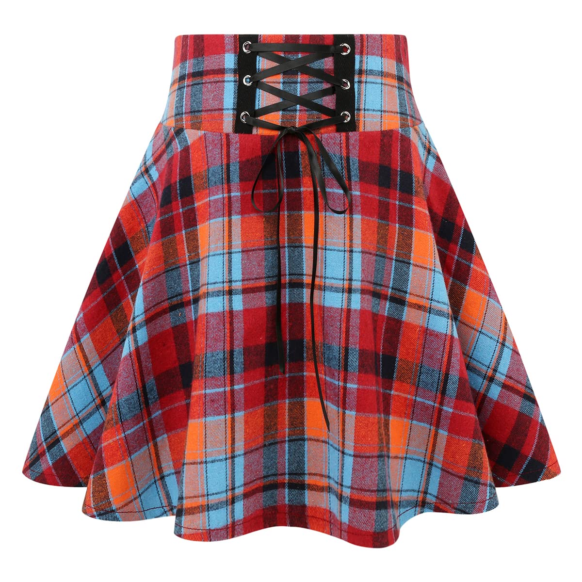 IDEALSANXUN Gothic Plaid Mini Skirts for Women Short High Waist Plaid Skirts