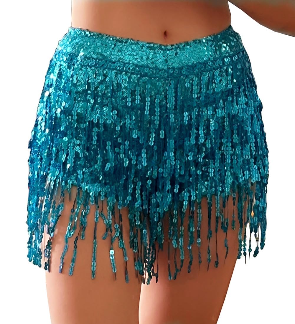 Women's Sequins Tassel Skirts Shorts Booty Dance Festival Bottoms
