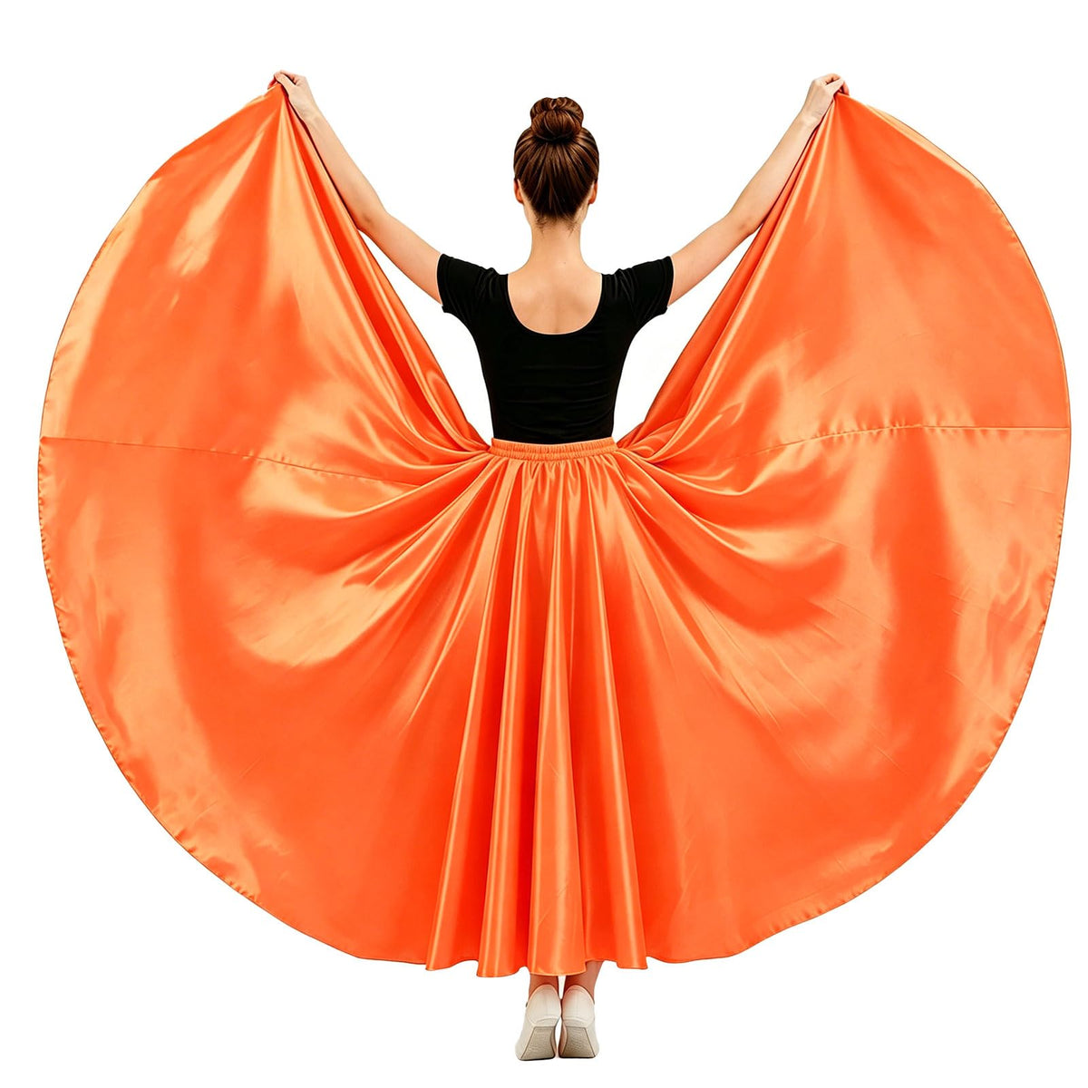 Womens Satin Long Maxi Dance Skirt with 360 & 540 Degrees for Performance Daily Wear