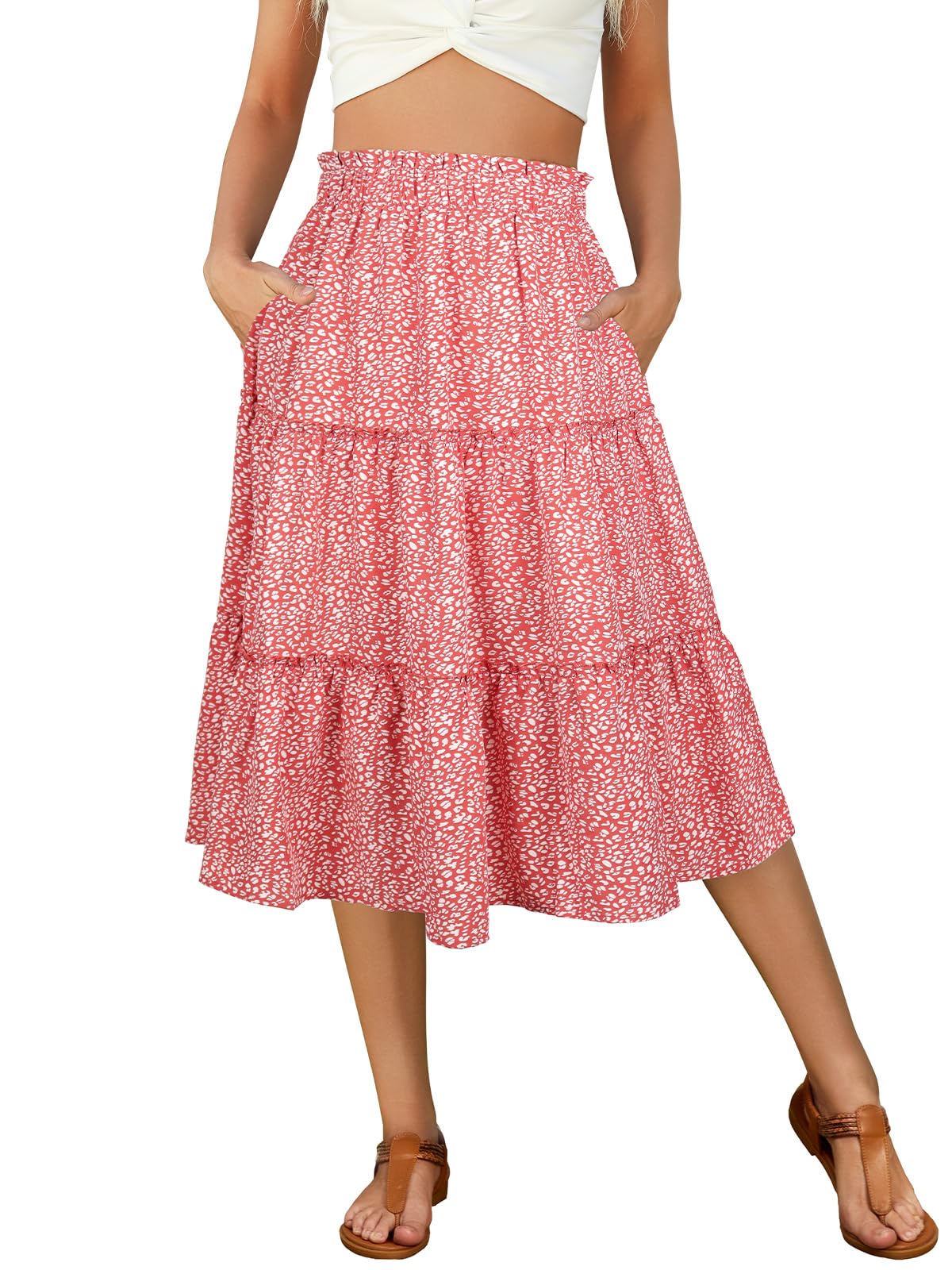 Berydress Midi Skirts for Women 2026 High Waist Casual Summer Boho Skirt