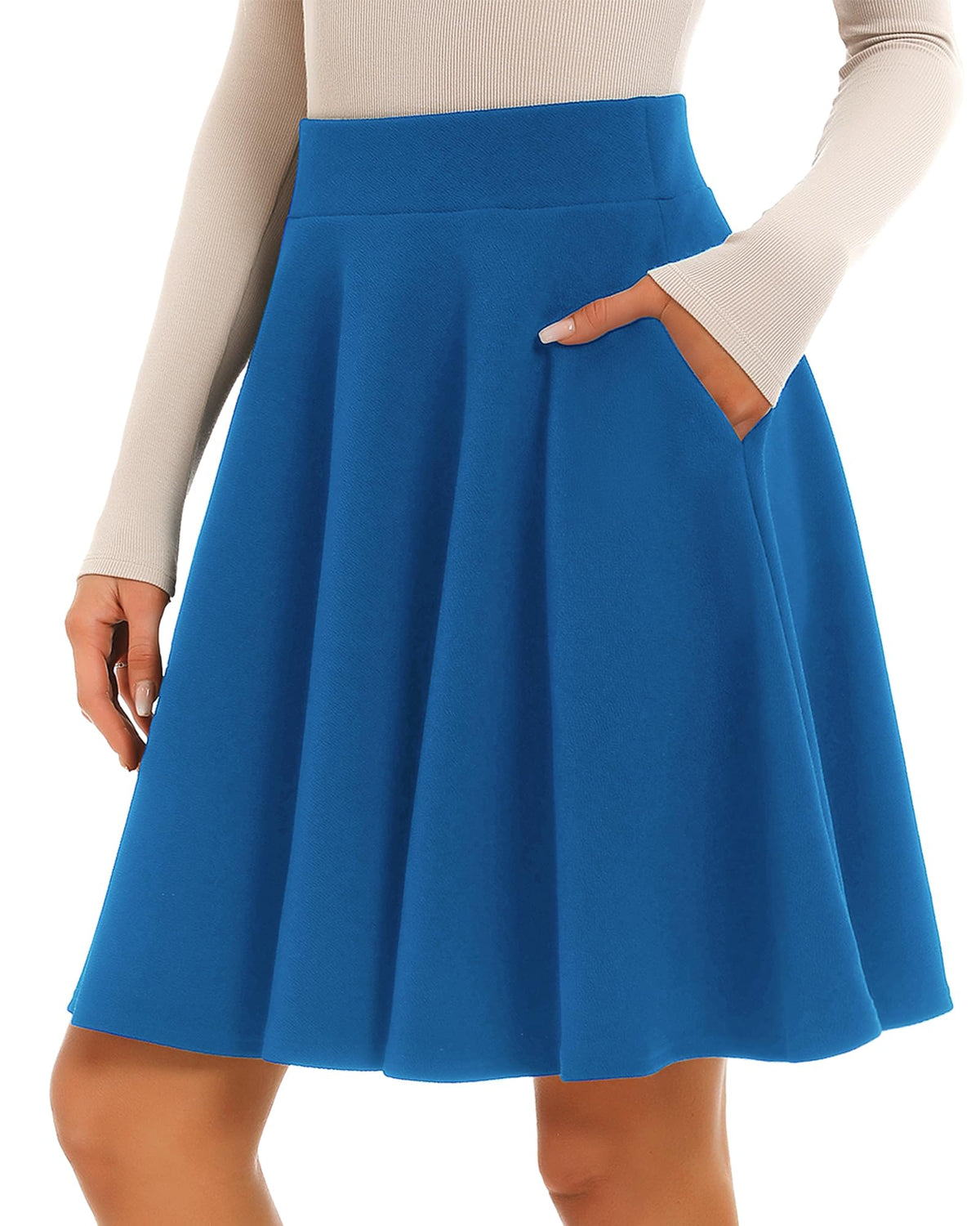 Stelle Women’s Knee Length Flared Skirt for Casual Office Travel Wear