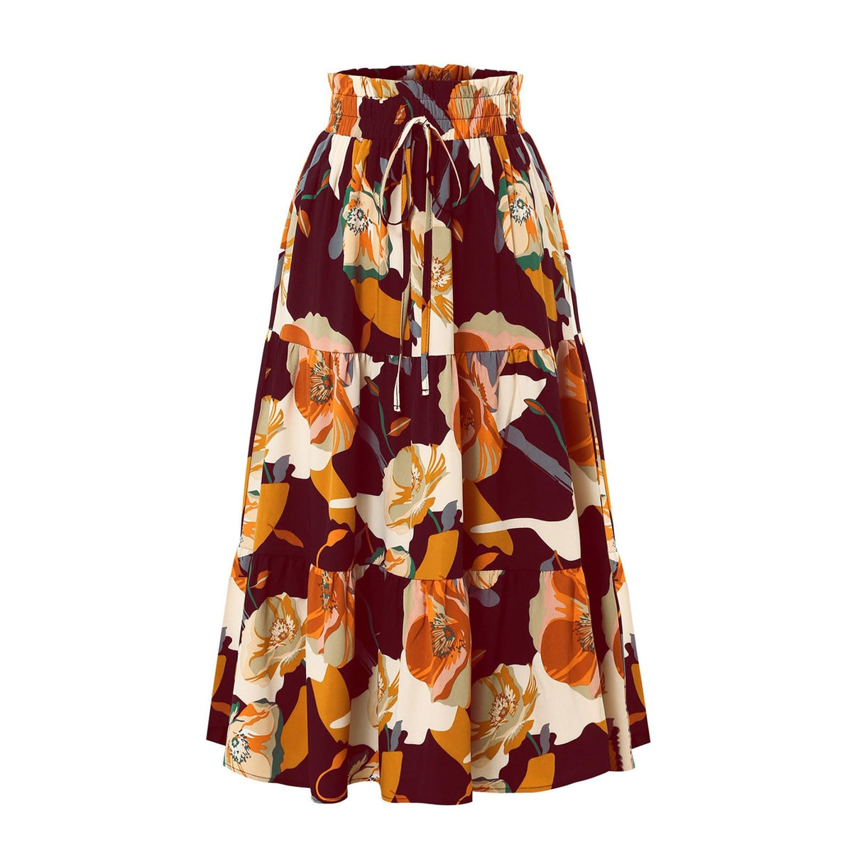 Boho Long Skirts for Women Summer Flowy Pleated A Line Floral Maxi Skirt Y2k Comfy Tiered Elastic High Waisted Skirts