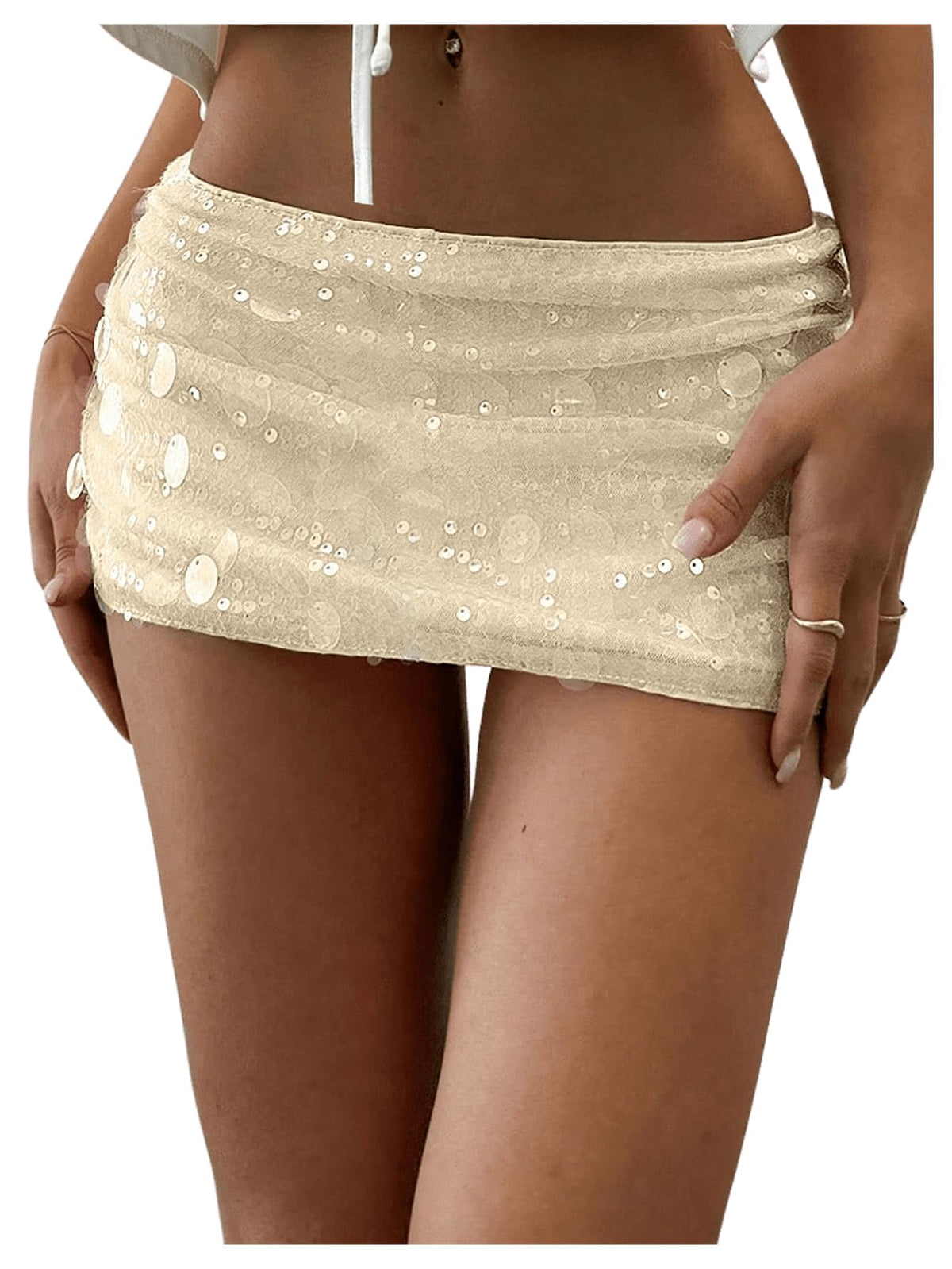 Floerns Women's Sequin Low Waist Mini Skorts Night Out Skirt Shorts