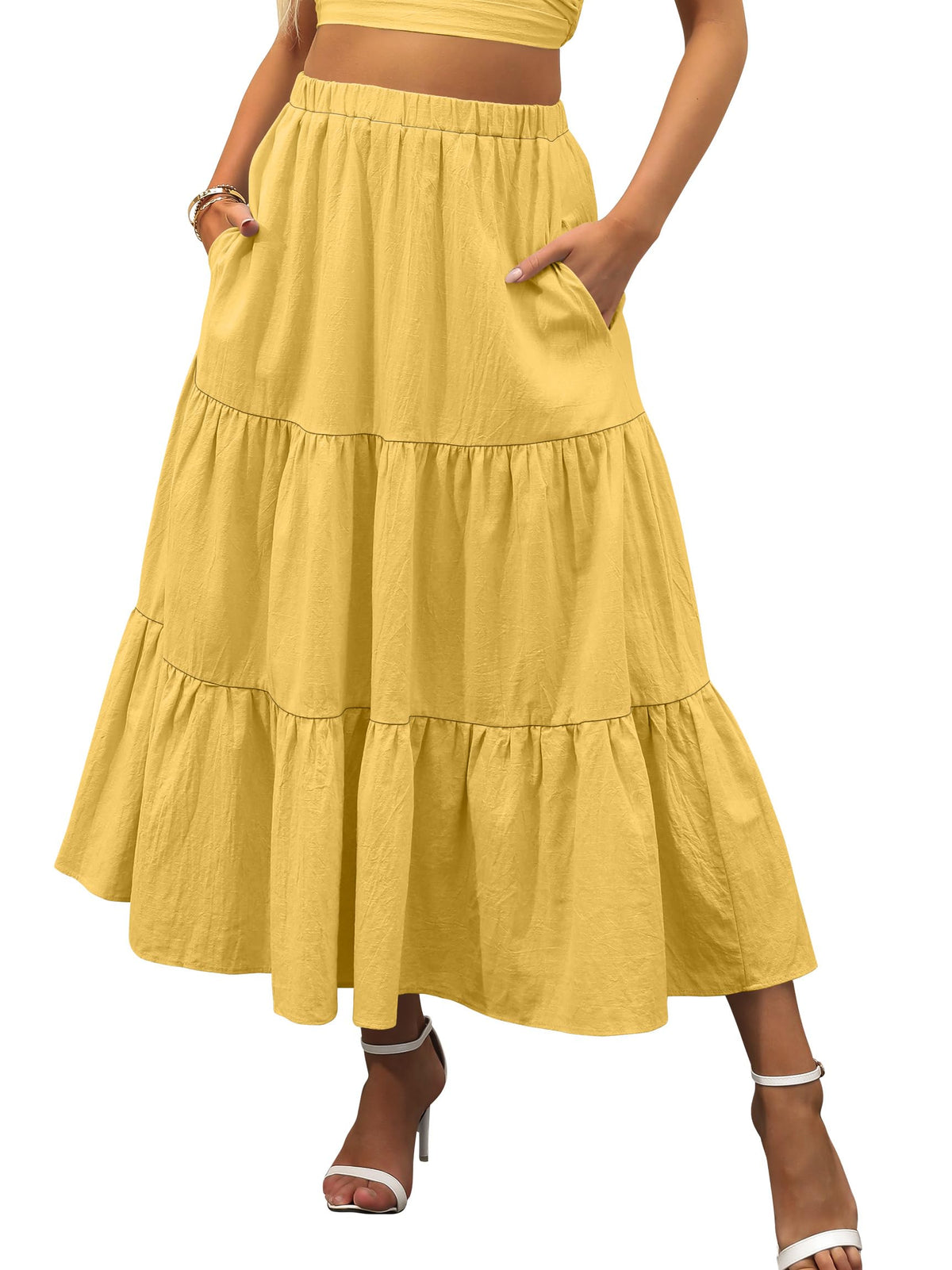 ANRABESS Women’s Summer Flowy Maxi Skirts with Pockets