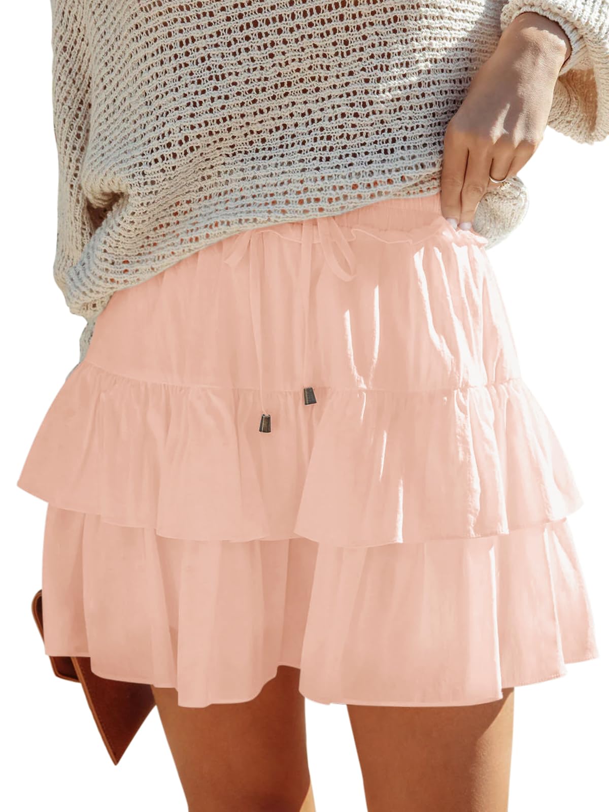 Aoudery Flowy Shorts for Women Boho Ruffled Tiered Skorts Casual High Waist Mini Skirts Tennis Golf Comfy Shorts 2026