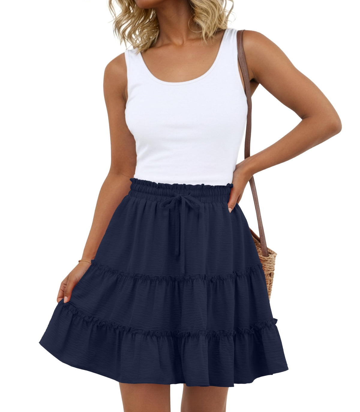 Lepunuo Summer Skirts for Women Flowy Casual Skorts Ruffle Tiered Skirts