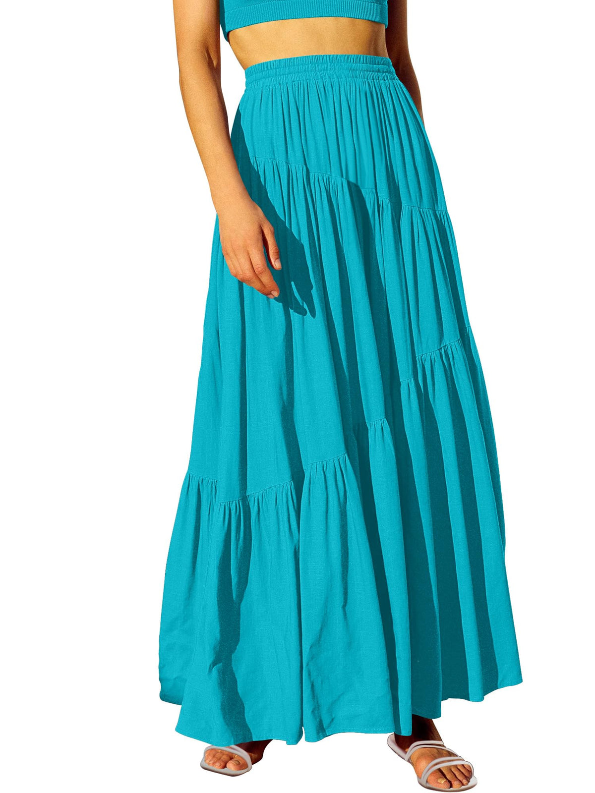 ANRABESS Women’s Summer Boho Flowy Maxi Skirts with Pockets