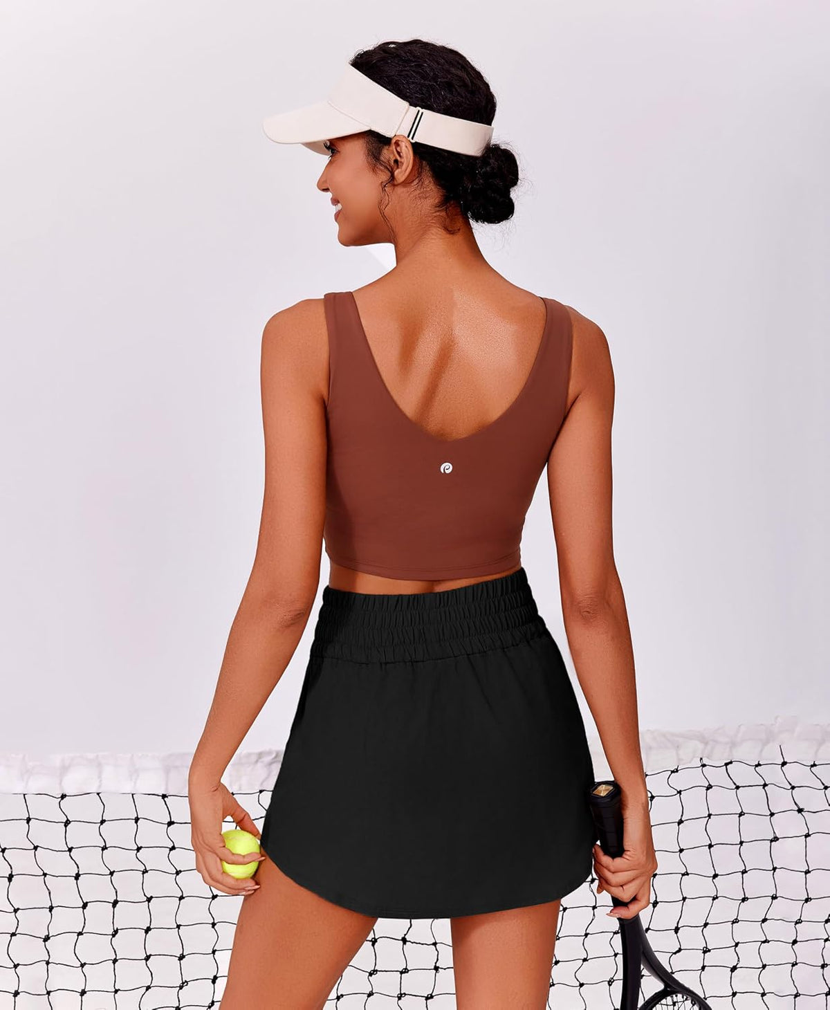 PINSPARK 16" Golf Skirts for Women High Elastic Waisted Skort 2 Pockets
