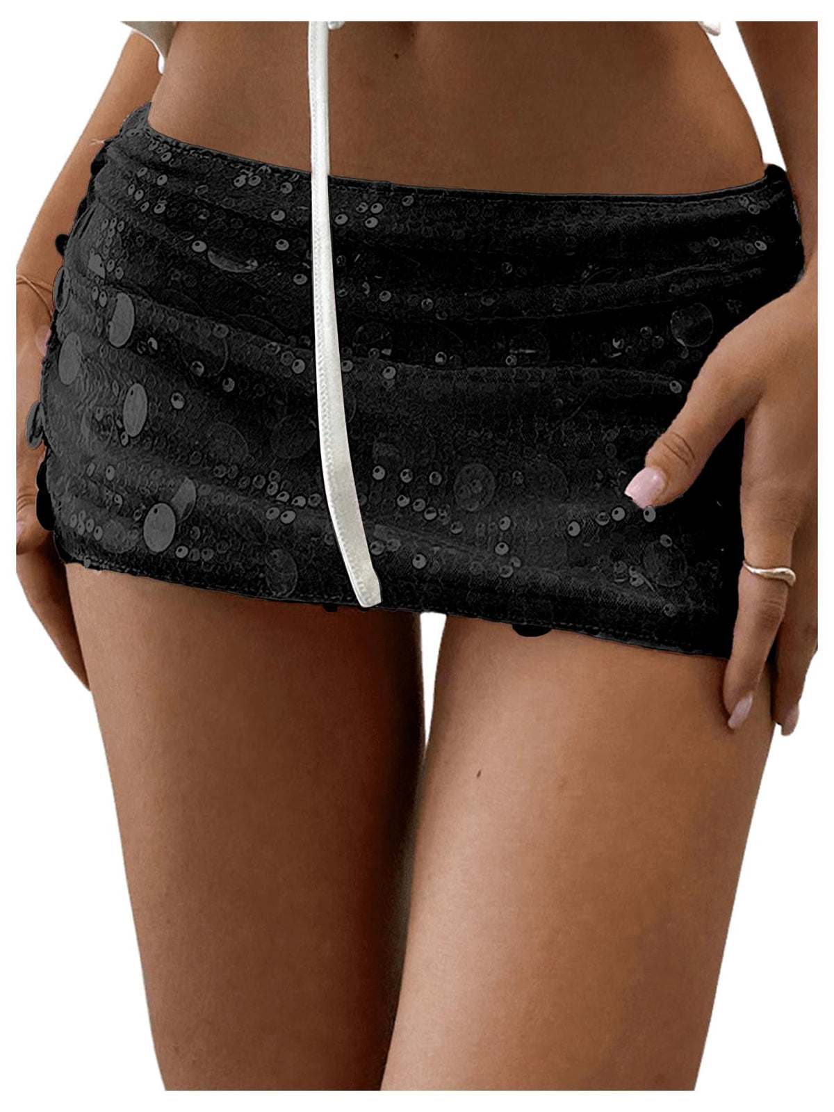Floerns Women's Sequin Low Waist Mini Skorts Night Out Skirt Shorts