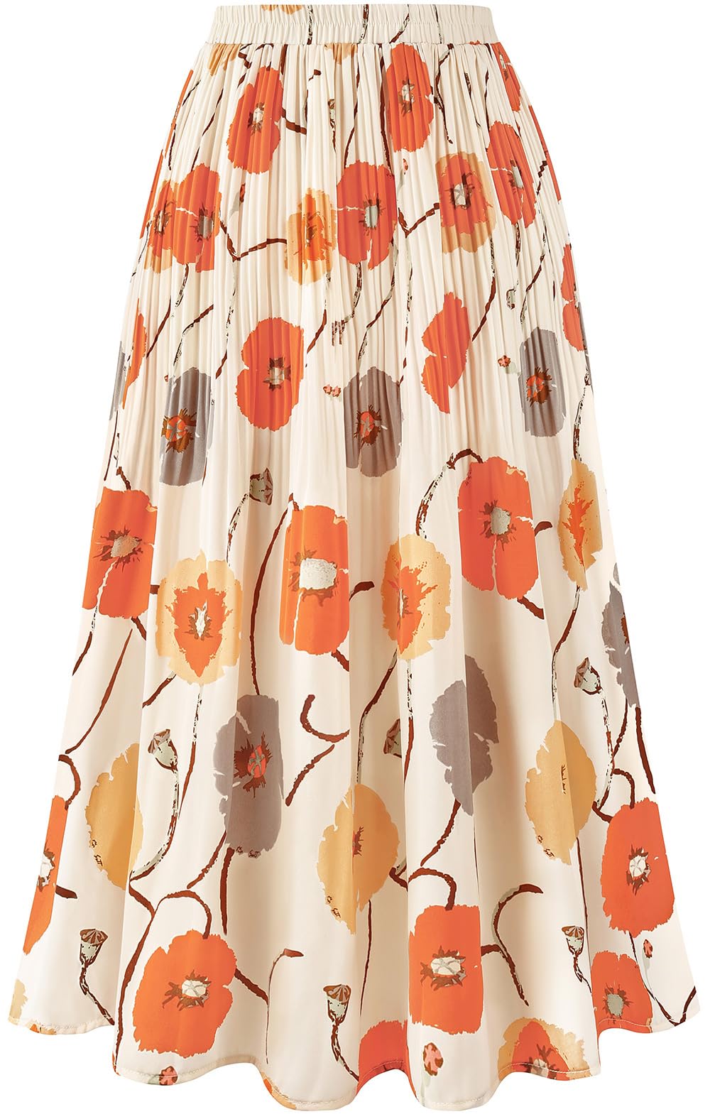 Basoteeuo Womens Skirt Leopard Print Midi Long Shirring Pleated Skirts High Waisted A Line Skirts
