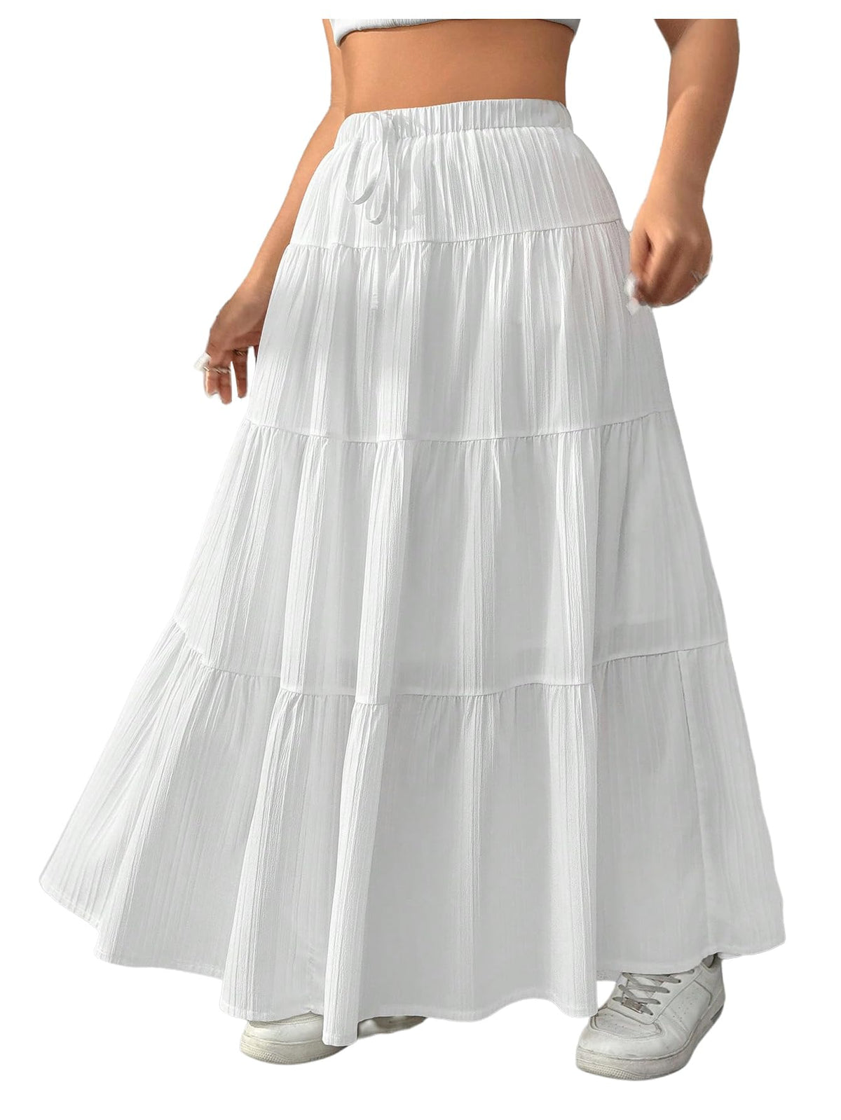 Verdusa Women's Boho Flowy Ruffle Long Maxi Skirt Summer Beach Outfits