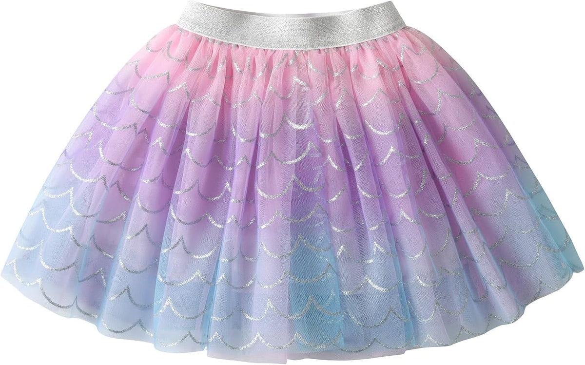 DXTON Kids Girls Tutu Dresses Toddler Rainbow Flower Tulle Skirt
