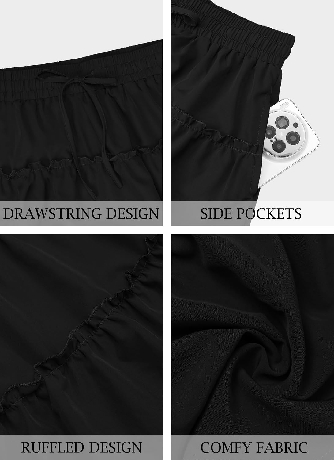 Women Summer A Line Skirt Flared Mini Elastic Waist Boho Beach Skirts