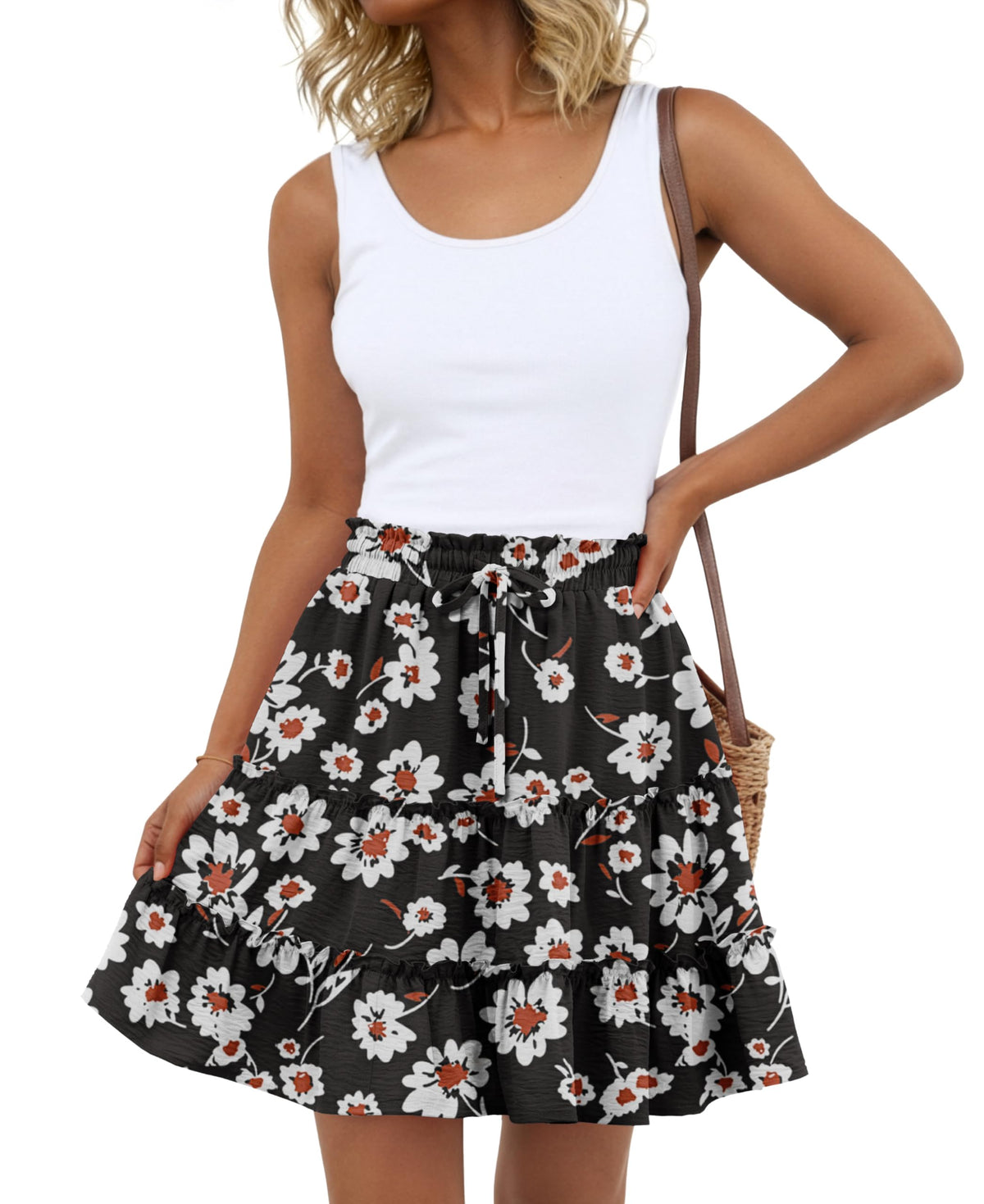 Lepunuo Summer Skirts for Women Flowy Casual Skorts Ruffle Tiered Skirts