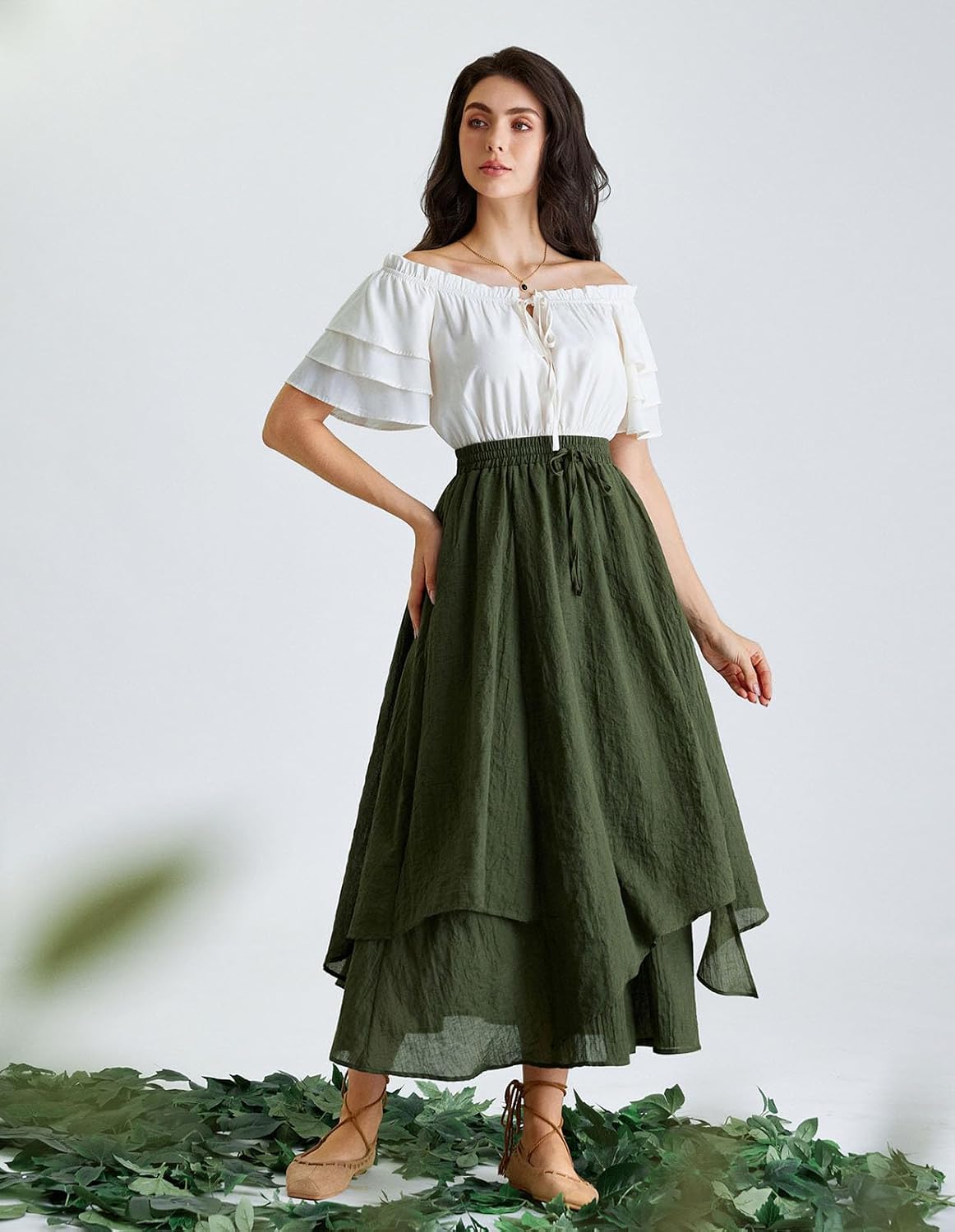 Scarlet Darkness Women Renaissance Long Skirt A Line Layered Maxi Skirts