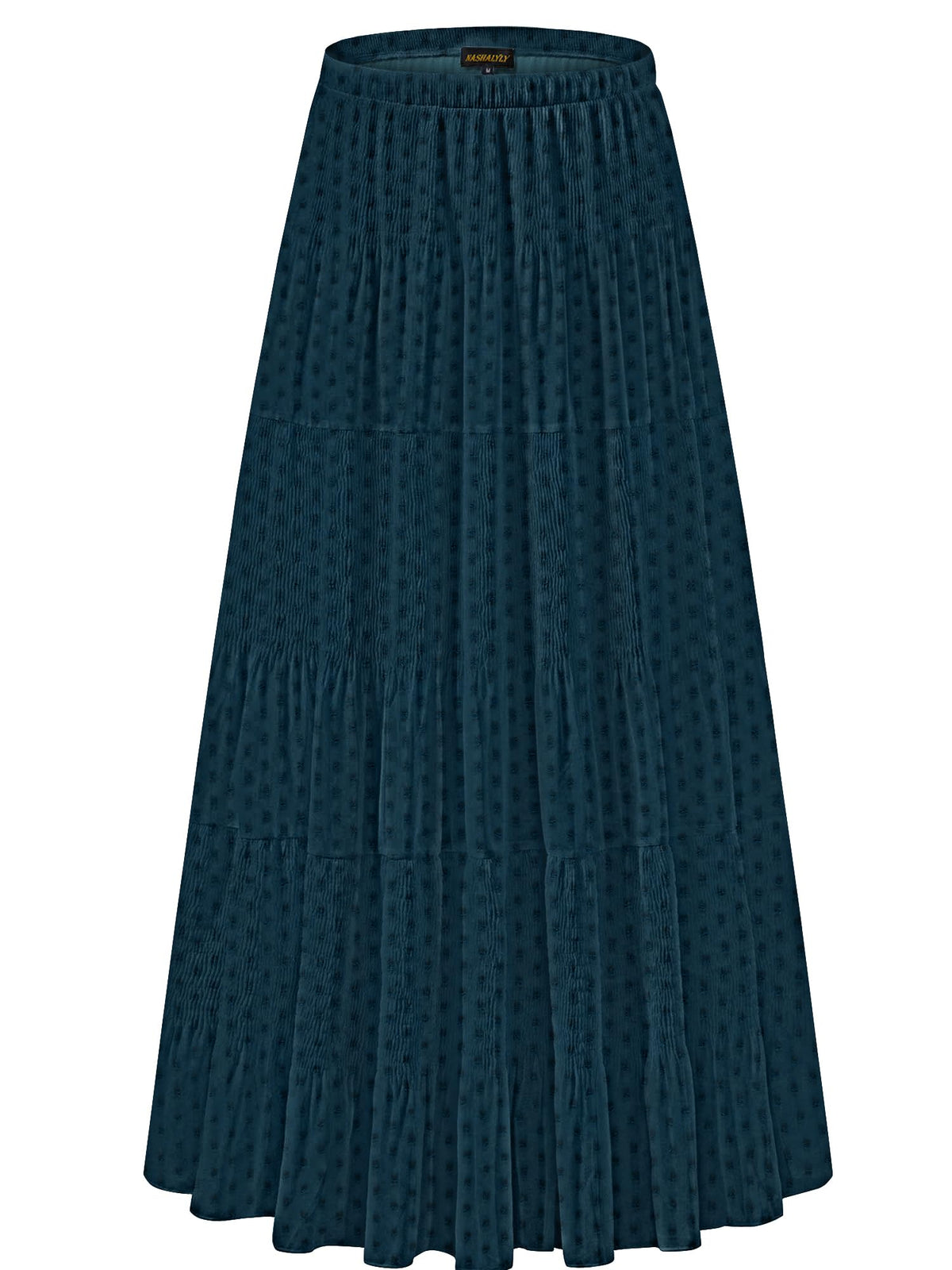 NASHALYLY Women's Chiffon Elastic High Waist Pleated A-Line Maxi Skirts