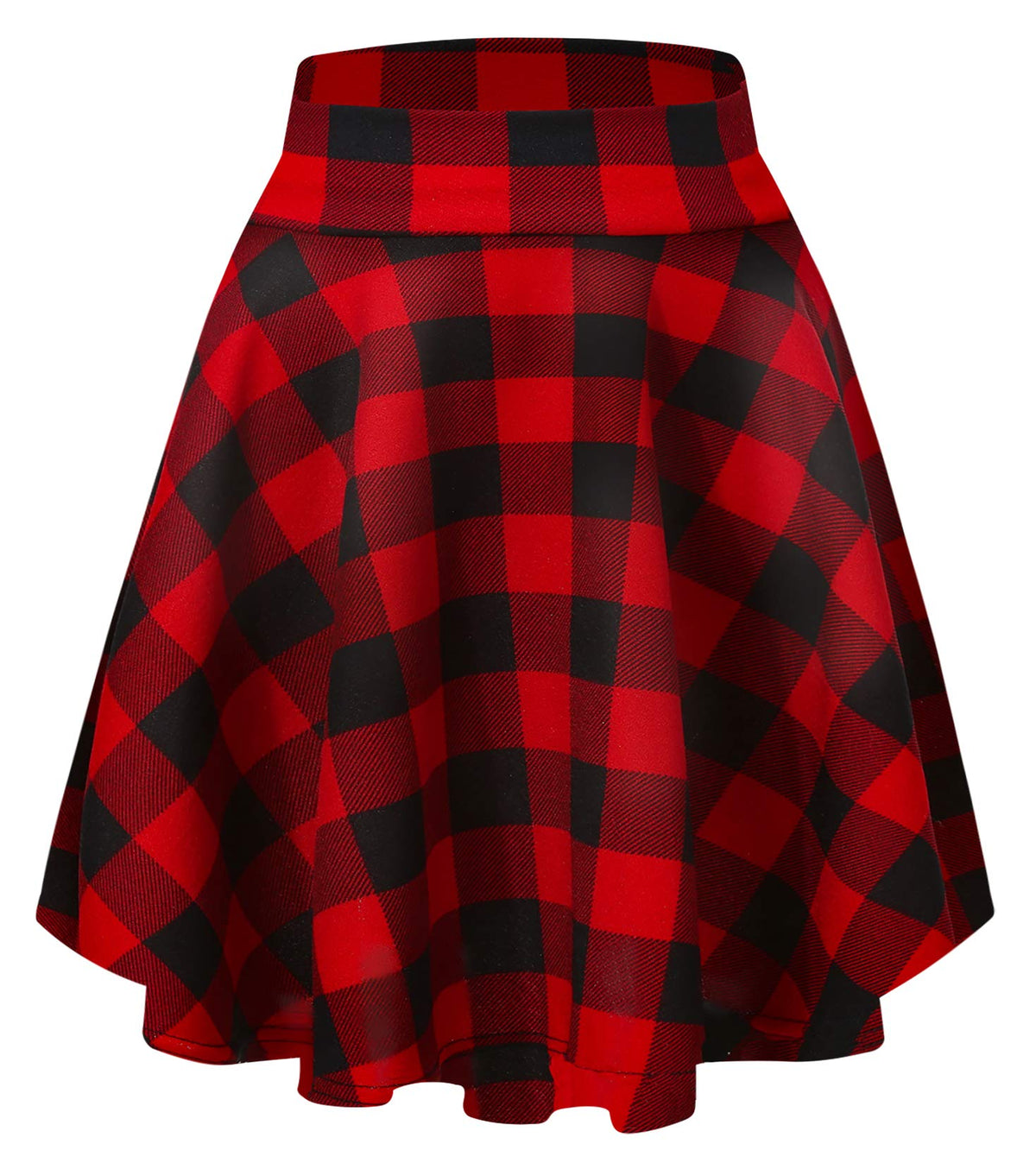 EXCHIC Women's Casual Stretchy Flared Mini Skater Skirt Basic A-Line Pleated Midi Skirt