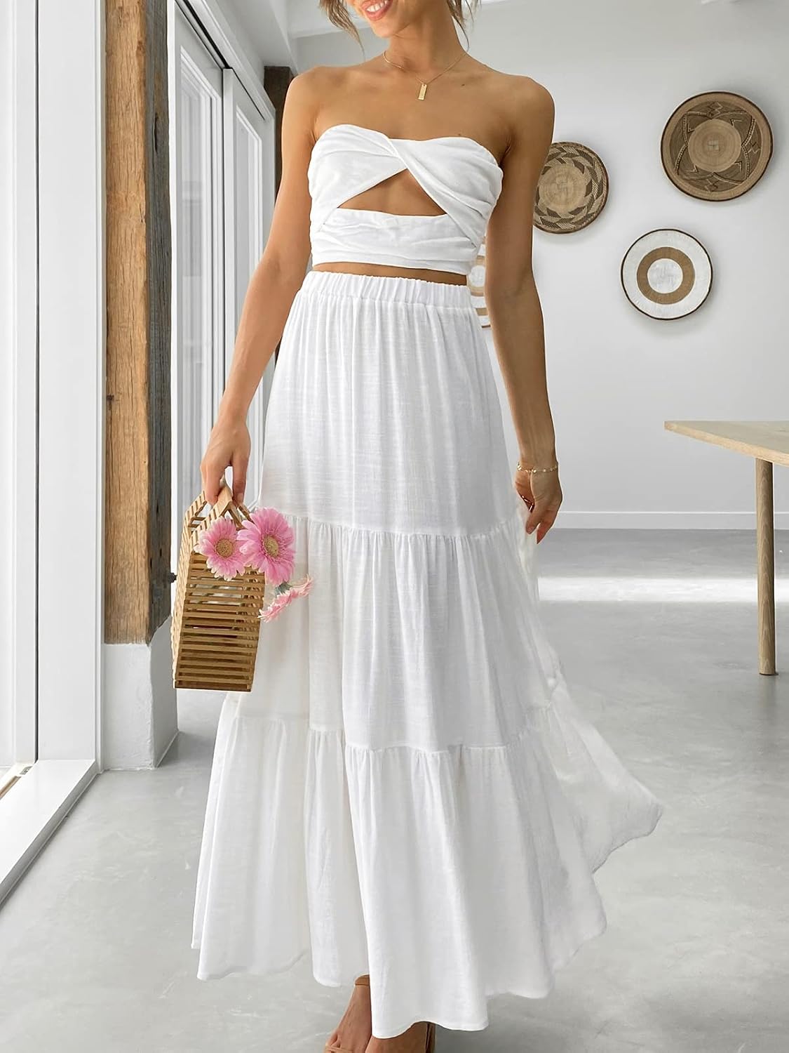ANRABESS Women’s Summer Flowy Maxi Skirts with Pockets