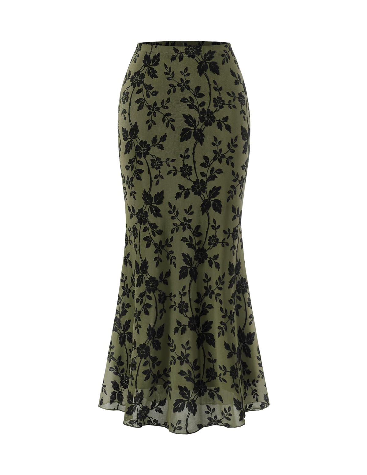 ZESICA Floral Mermaid High Waisted Mesh Maxi Skirts for Women
