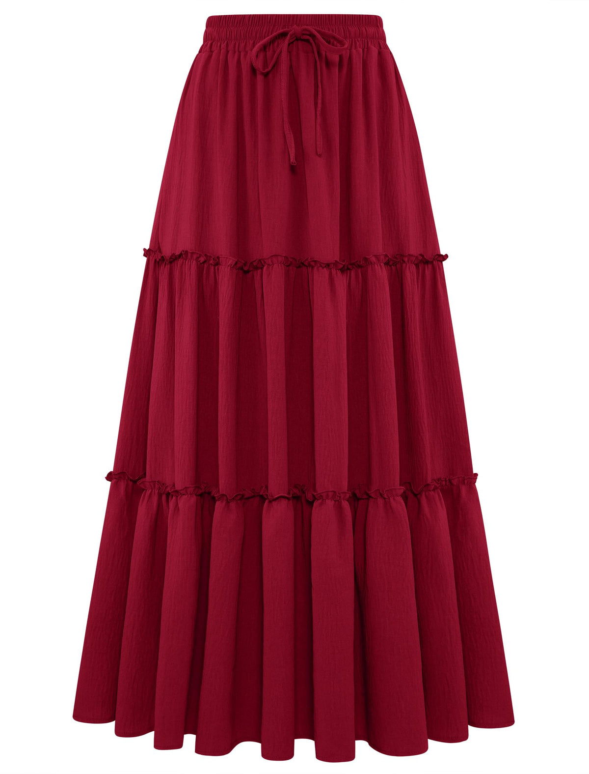 Arolina Women's Summer Maxi Skirt Trendy High Waist Pleated Ruffle Long Skirts Flowy Beach Boho Skirt Dress with Pockets