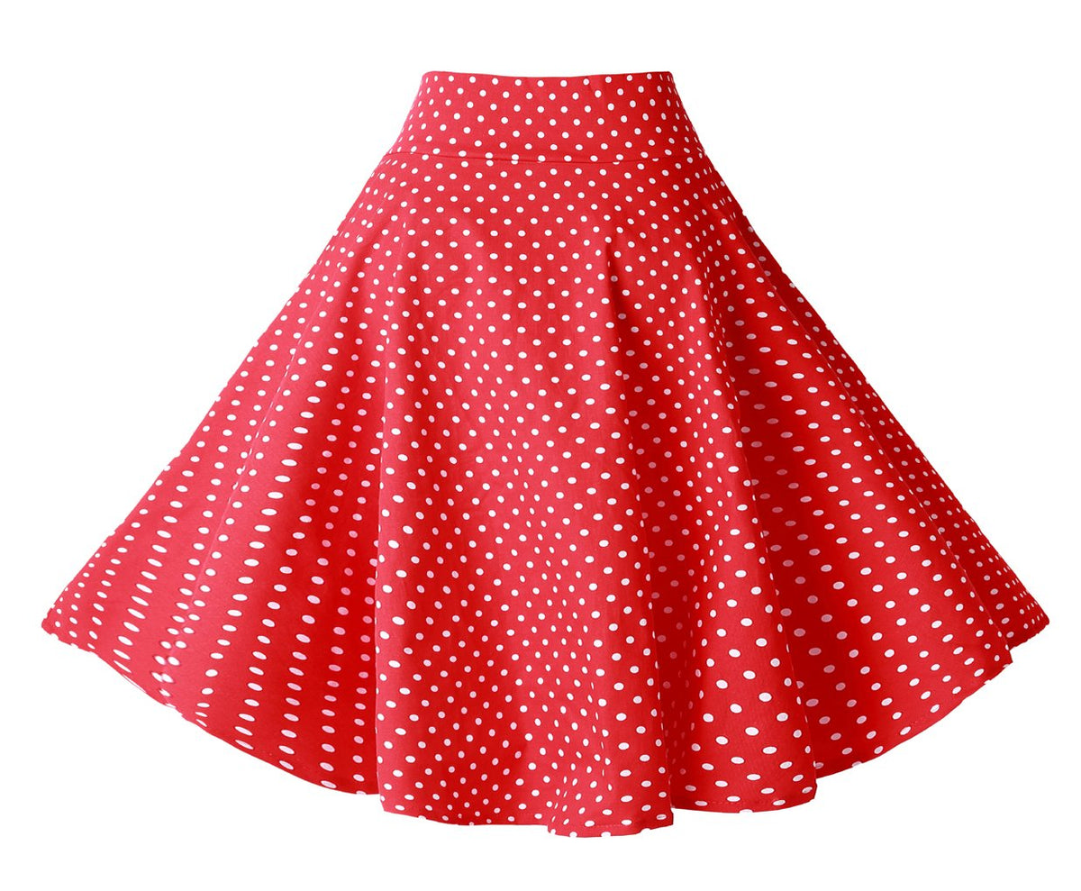 BI.TENCON Women Vintage Skirt Smock Waist Rockabilly Swing Casual Party Skirts