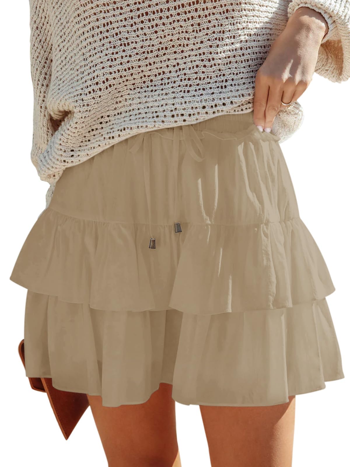 Aoudery Flowy Shorts for Women Boho Ruffled Tiered Skorts Casual High Waist Mini Skirts Tennis Golf Comfy Shorts 2026