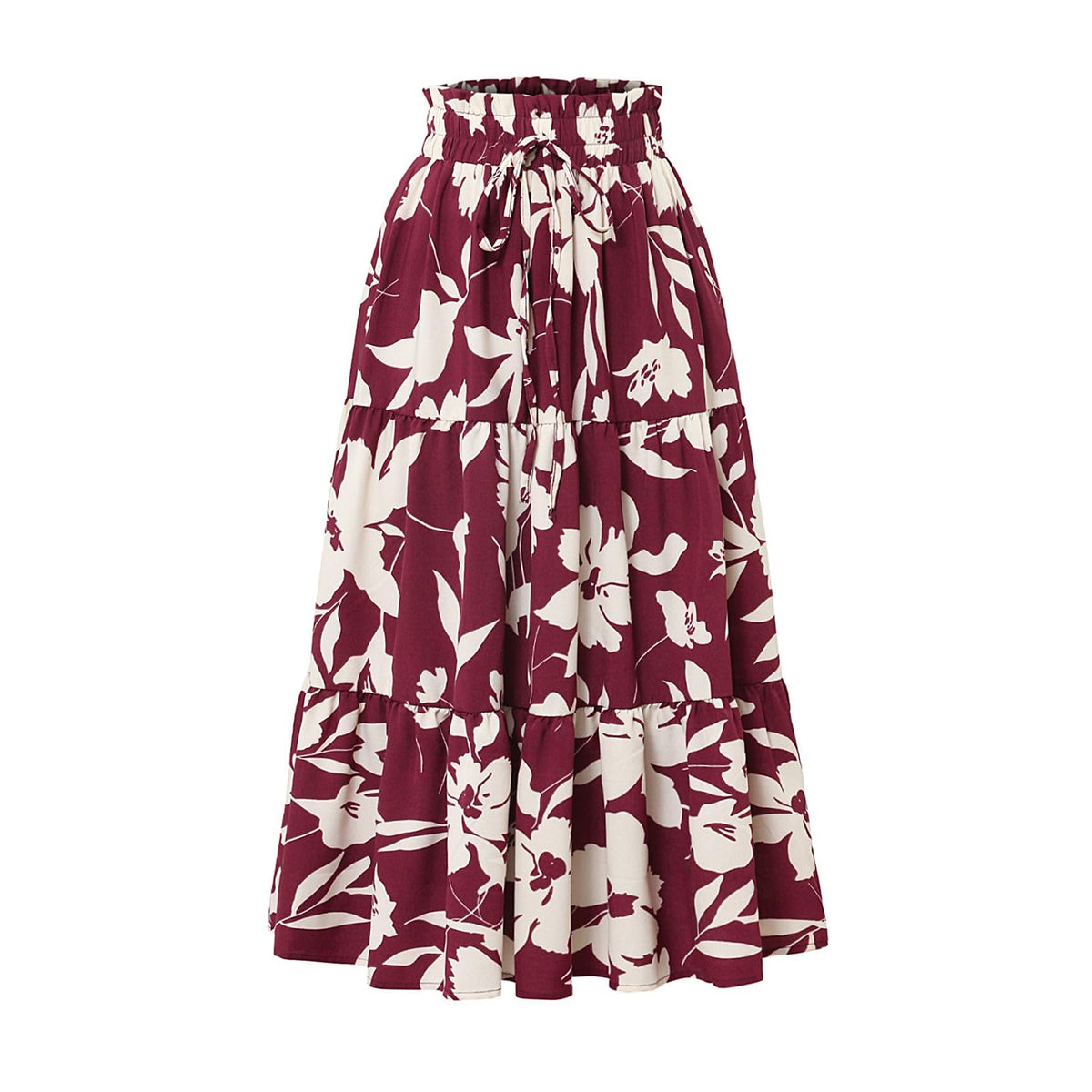 Boho Long Skirts for Women Summer Flowy Pleated A Line Floral Maxi Skirt Y2k Comfy Tiered Elastic High Waisted Skirts