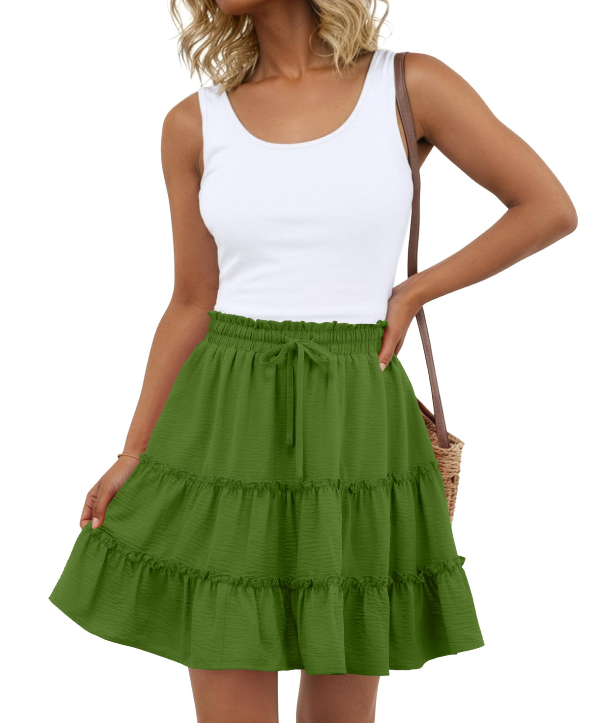 Lepunuo Summer Skirts for Women Flowy Casual Skorts Ruffle Tiered Skirts