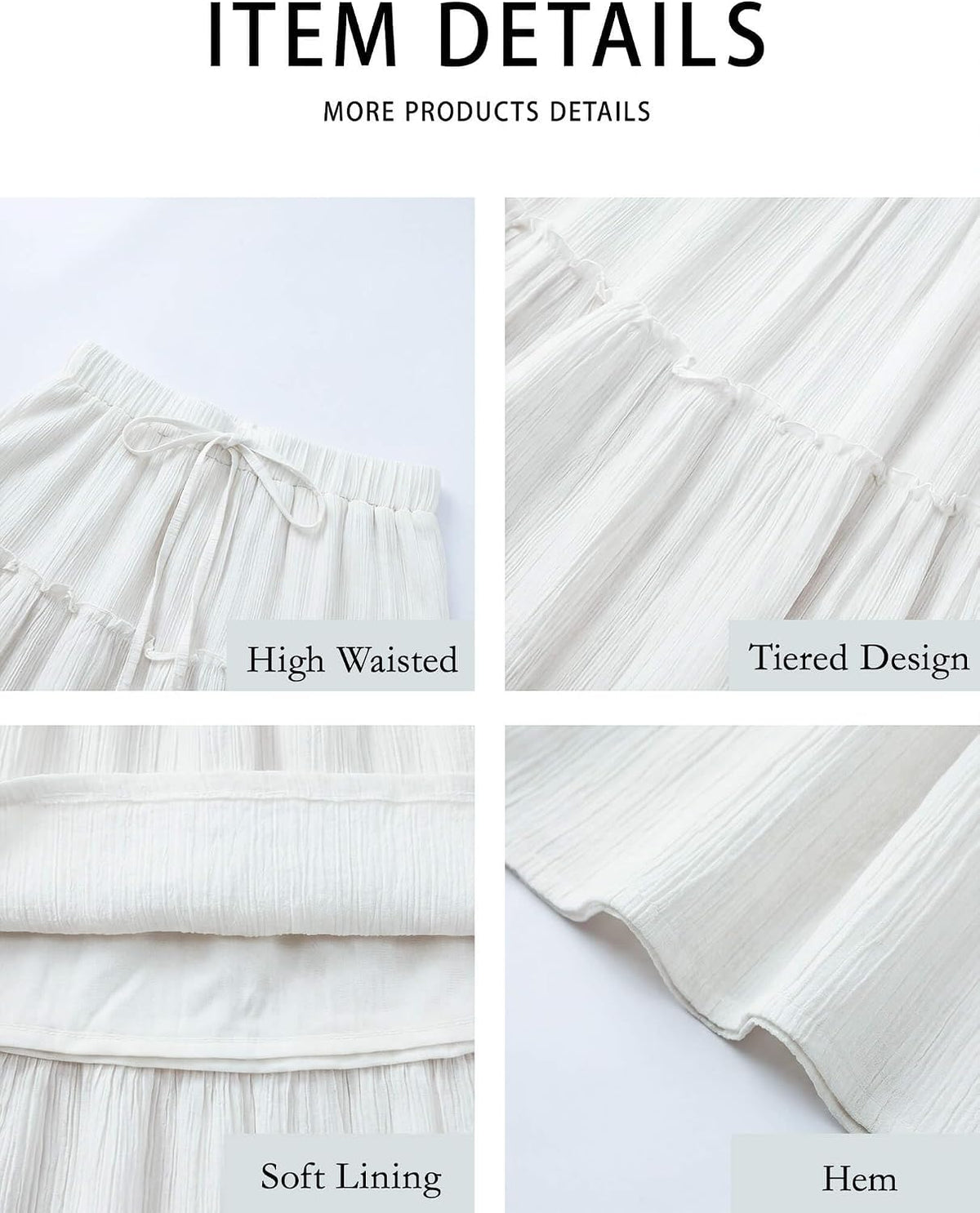 DERAX Womens Boho Maxi Skirt Flowy Ruffle Tiered High Waisted Long Skirts