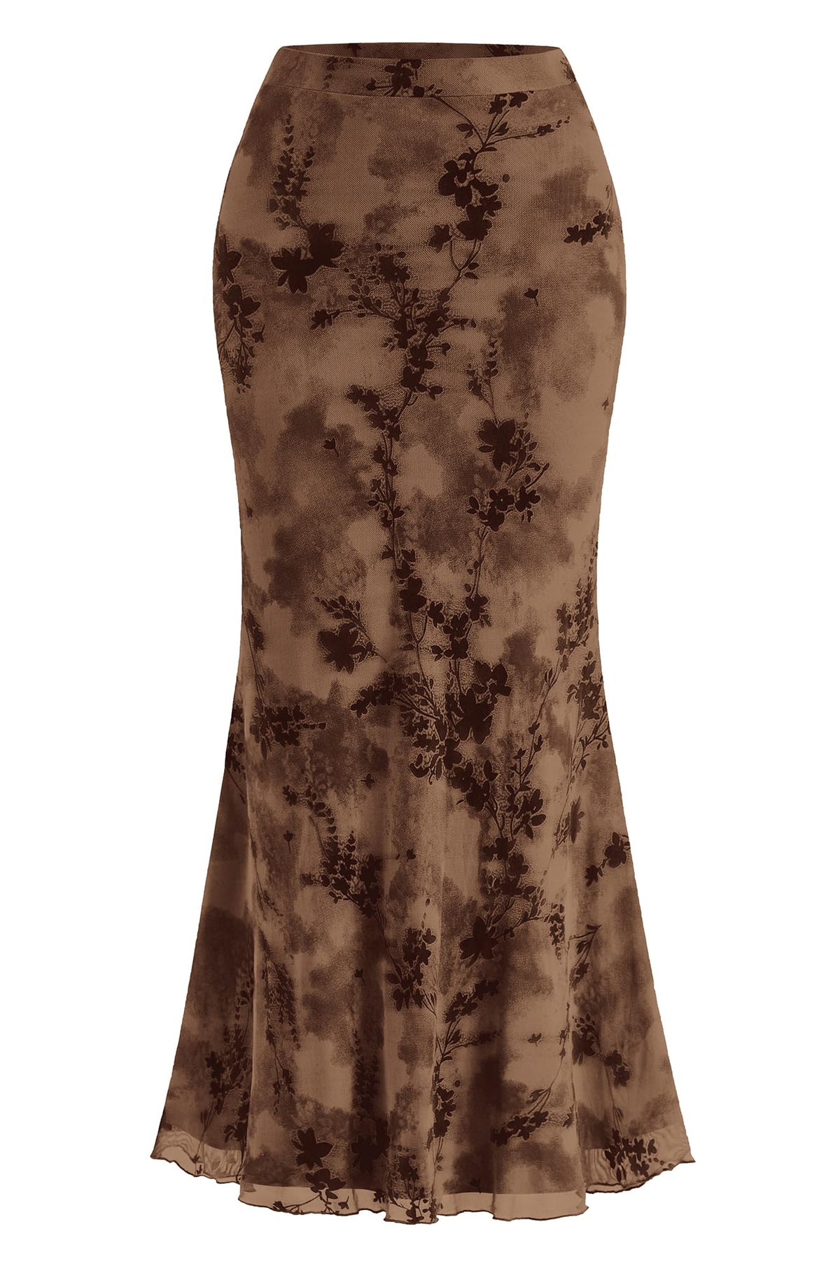 BTFBM Womens Floral Mesh Maxi Skirts