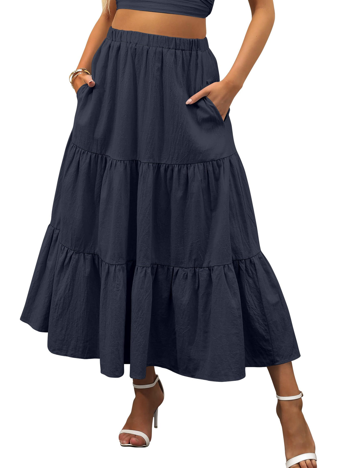 ANRABESS Women’s Summer Flowy Maxi Skirts with Pockets