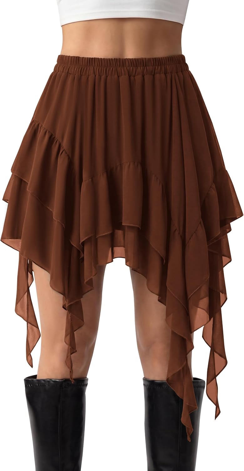 Scarlet Darkness Women's Mini Skirts Renaissance Boho Tiered Layers Skort