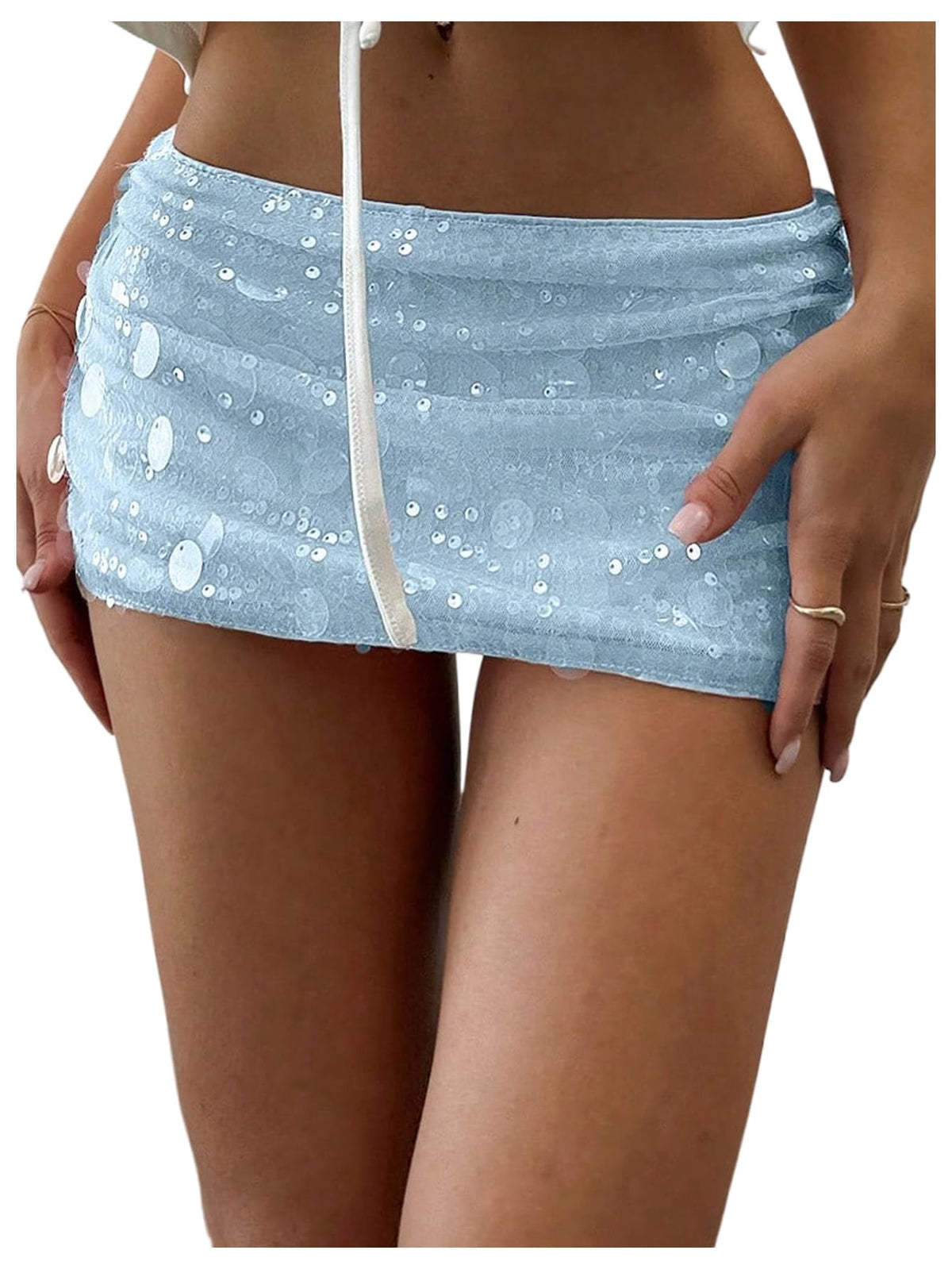 Floerns Women's Sequin Low Waist Mini Skorts Night Out Skirt Shorts