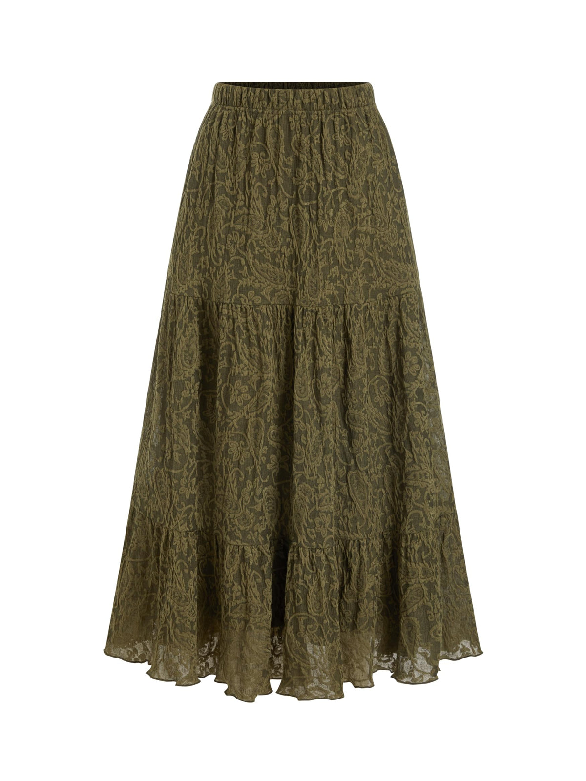 CIDER Long Tiered Mesh Lace Skirts Floral A Line Boho Skirt with Pockets