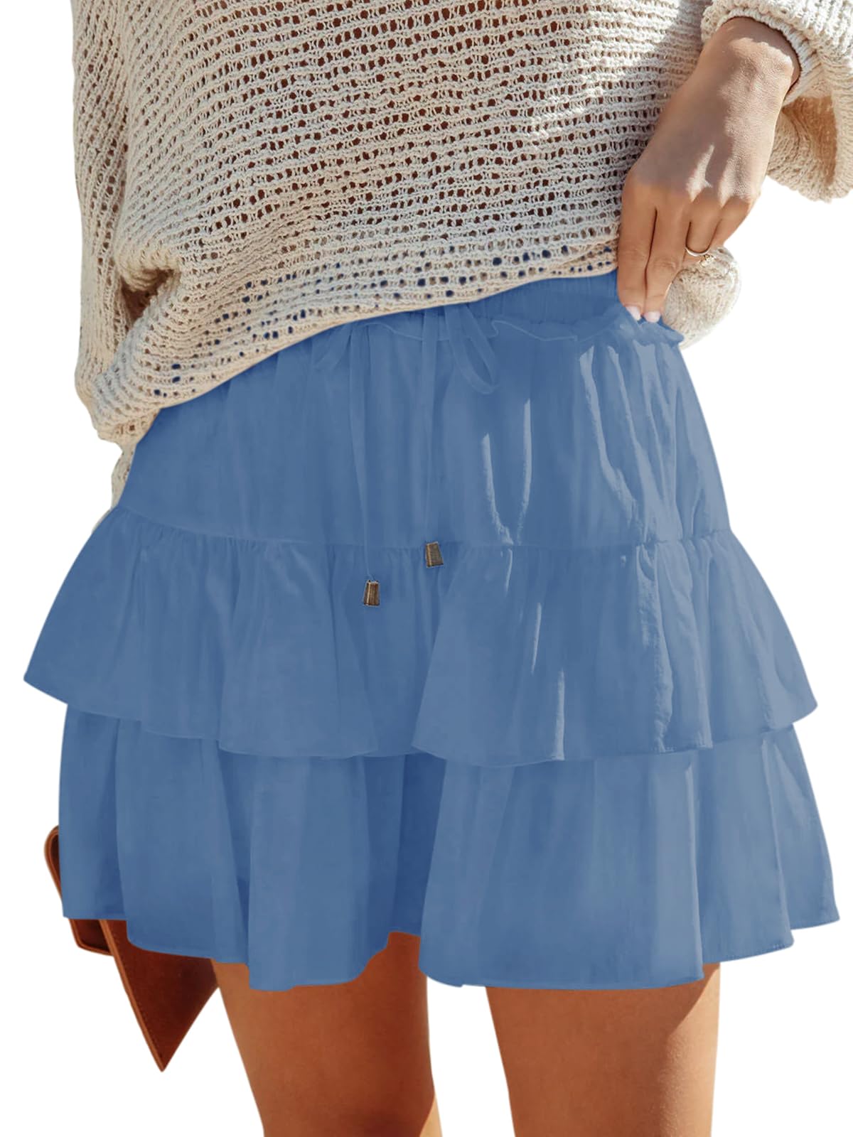 Aoudery Flowy Shorts for Women Boho Ruffled Tiered Skorts Casual High Waist Mini Skirts Tennis Golf Comfy Shorts 2026