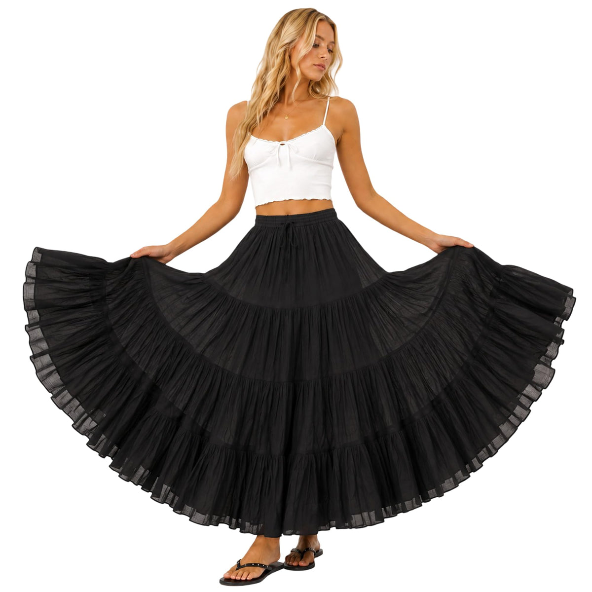Women's 25 Yard Cotton Gypsy Skirt Boho Belly Dance Maxi Long Skirt