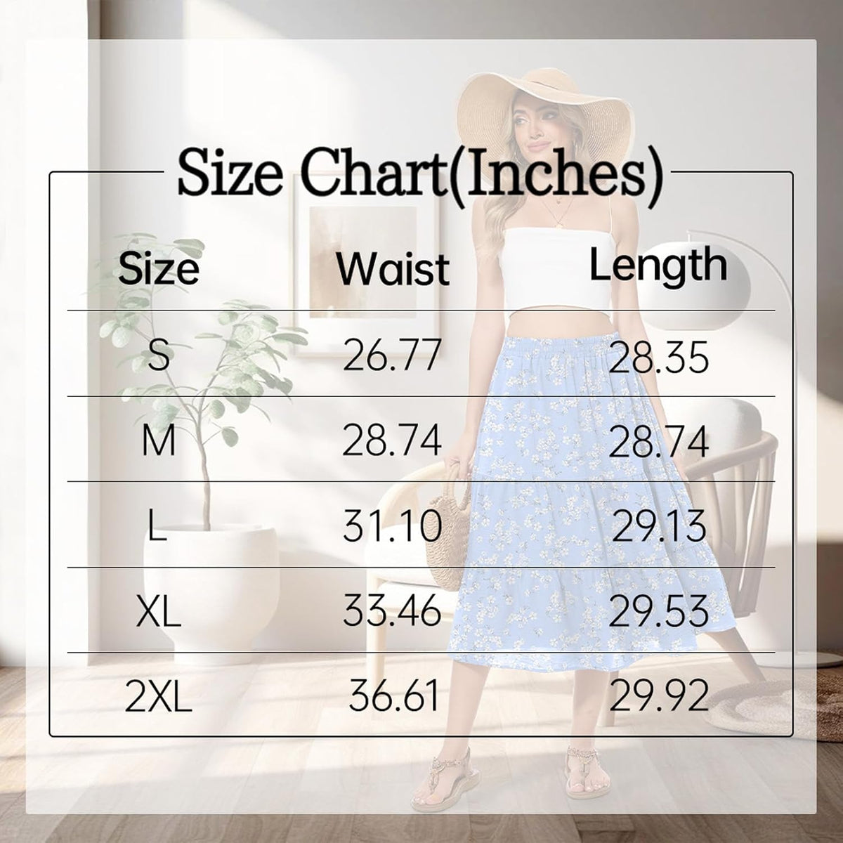 Women's Summer Midi Tiered Flowy High Waist A-Line Casual Skirts
