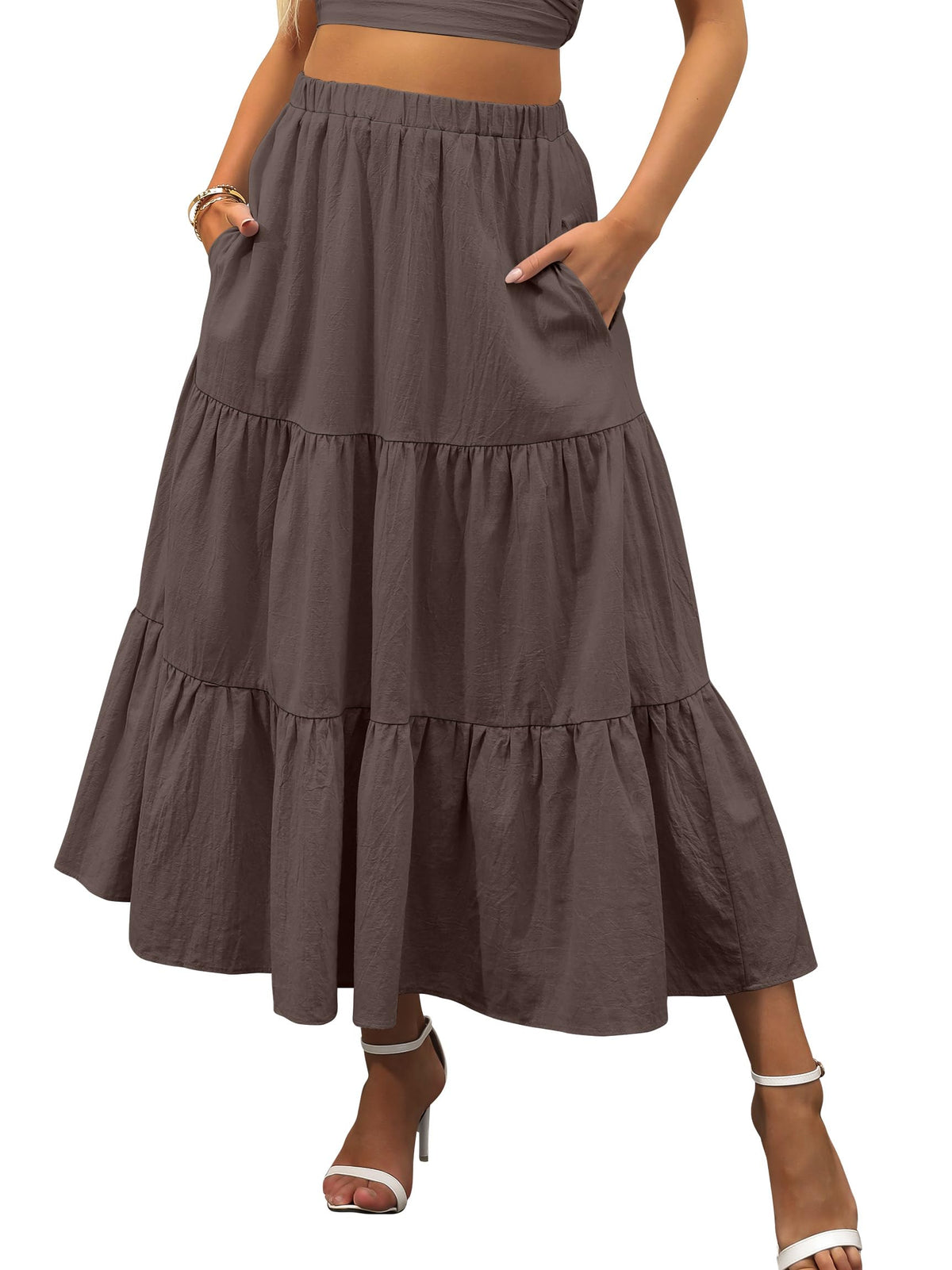 ANRABESS Women’s Summer Flowy Maxi Skirts with Pockets