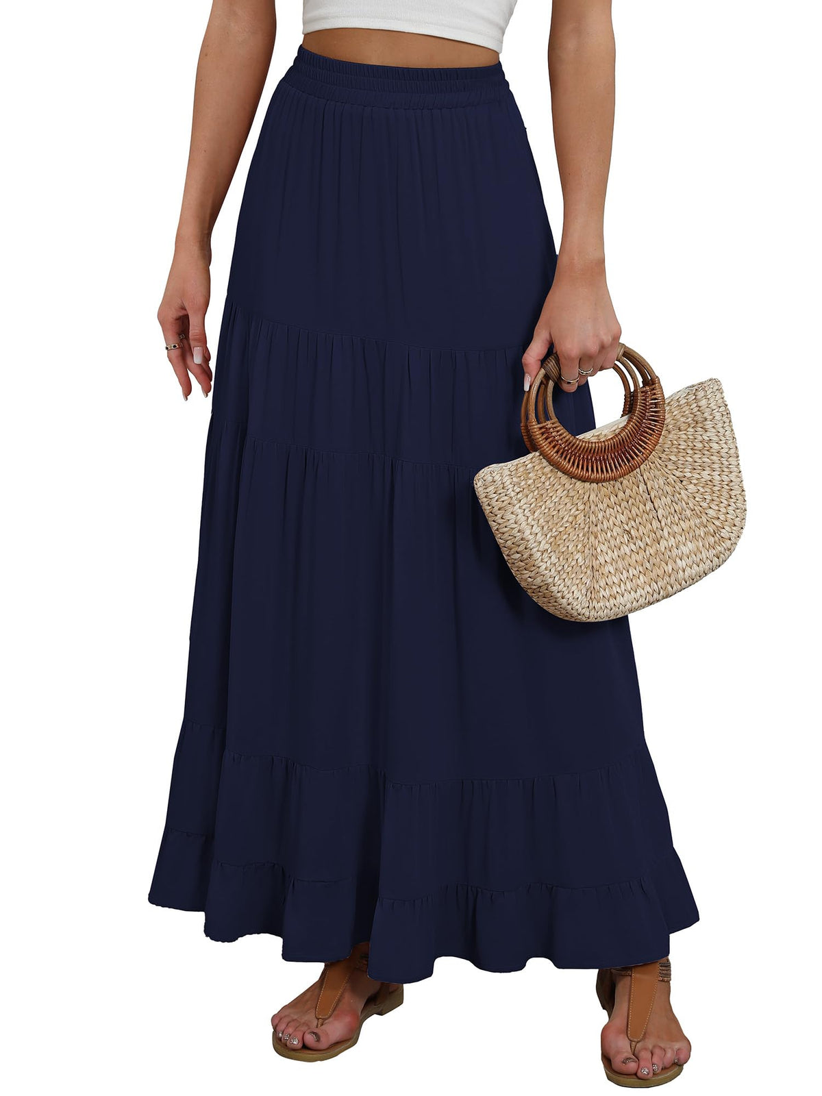 ANRABESS Women’s Summer Flowy Maxi Skirts with Pockets