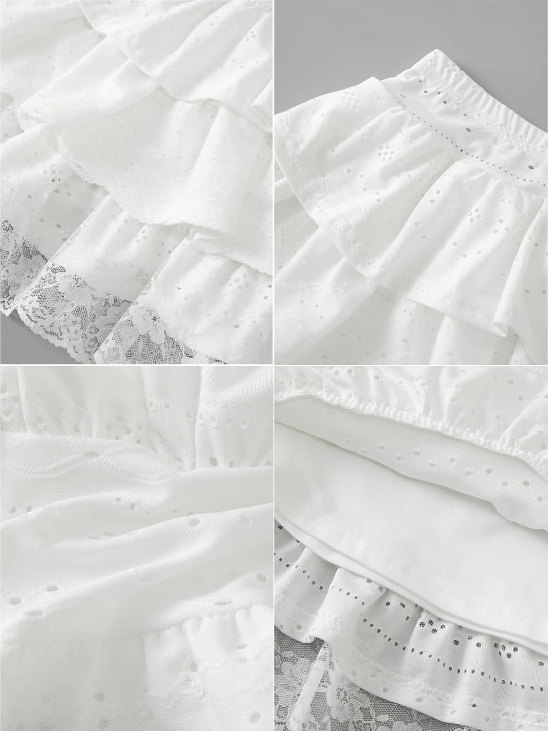 Women's Y2K Lace Mini Skirt Ruffle Layered Skirts with Shorts A Line Skort