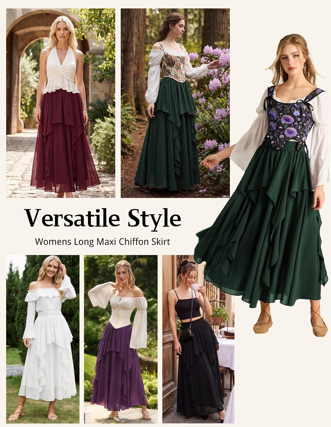 Scarlet Darkness Maxi Skirts for Women Renaissance High Waist Long Skirt