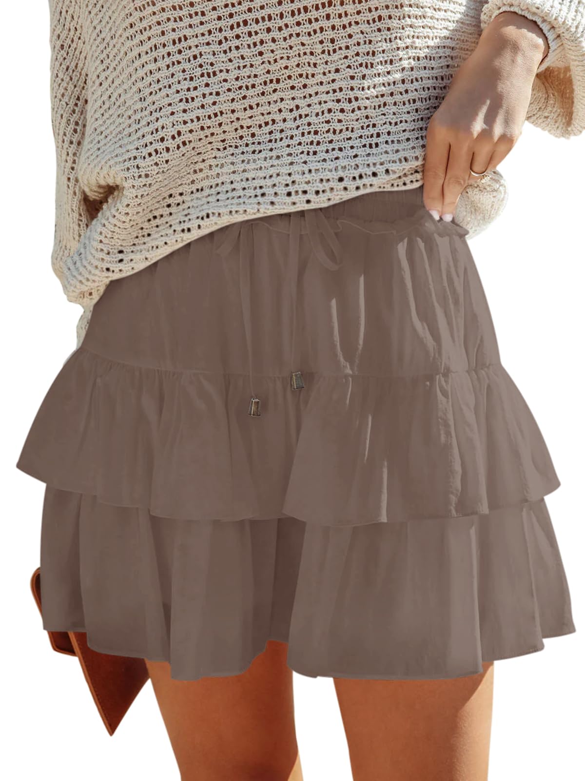Aoudery Flowy Shorts for Women Boho Ruffled Tiered Skorts Casual High Waist Mini Skirts Tennis Golf Comfy Shorts 2026