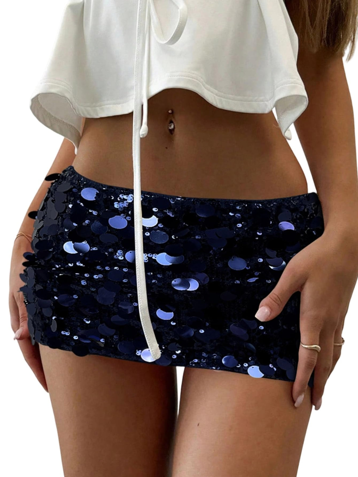 Floerns Women's Sequin Low Waist Mini Skorts Night Out Skirt Shorts
