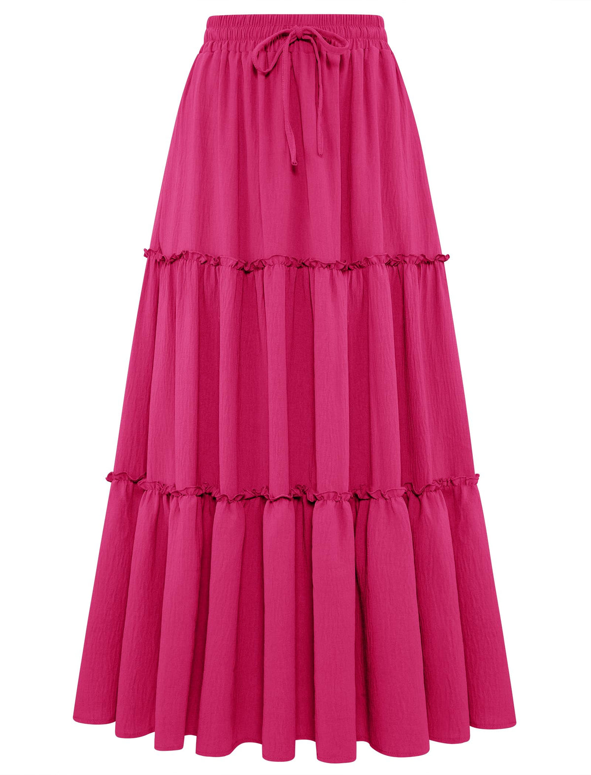 Arolina Women's Summer Maxi Skirt Trendy High Waist Pleated Ruffle Long Skirts Flowy Beach Boho Skirt Dress with Pockets