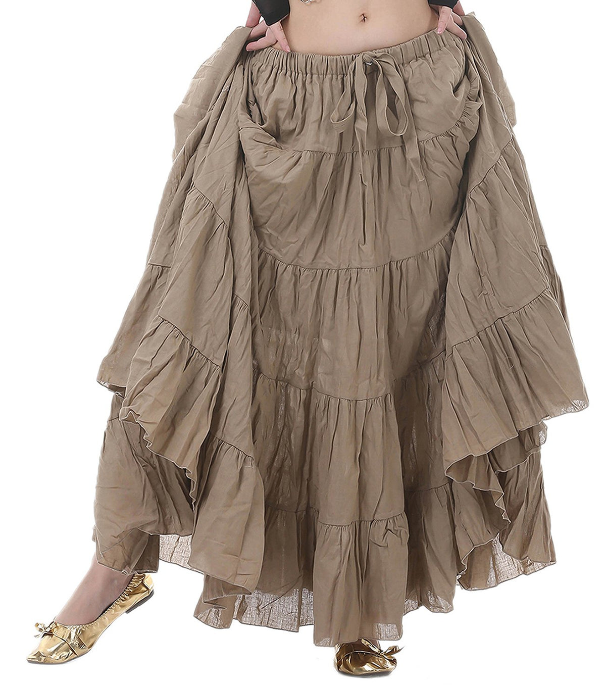 Astage Woman Belly Dance Full Circle Maxi Trible Skirts Linen Bohe Dress