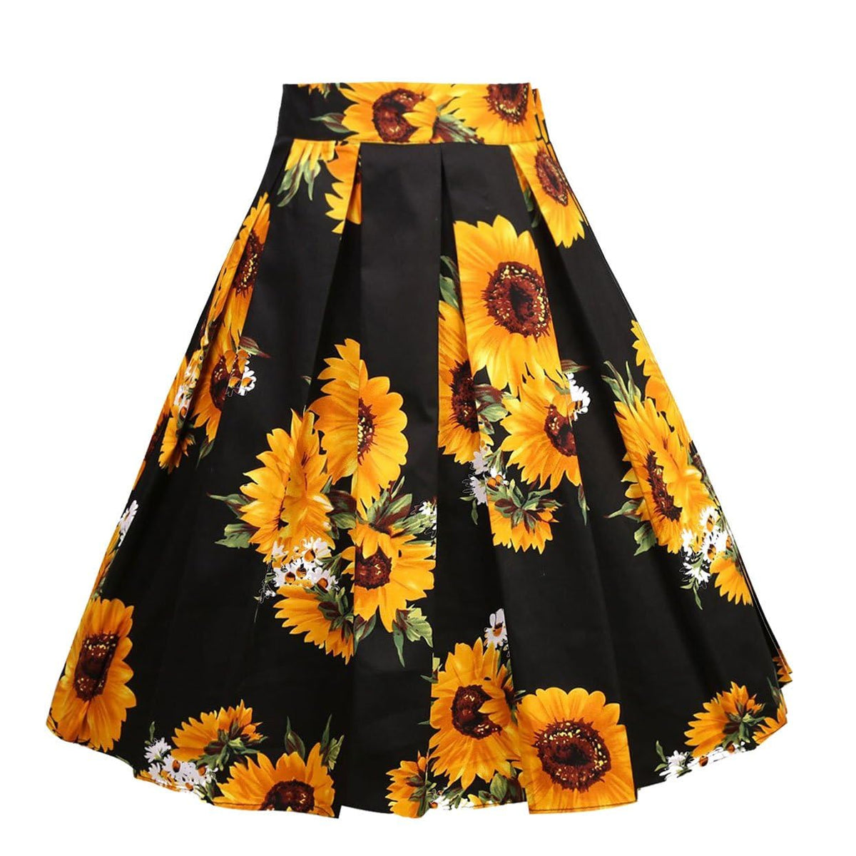 OBBUE Vintage Pleated Skirt A-line Midi Skirts