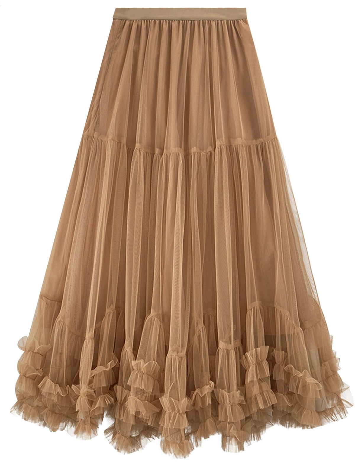 COZYPOIN Women's Maxi Tulle Skirts Long Layered Mesh Tiered Fairy Skirt