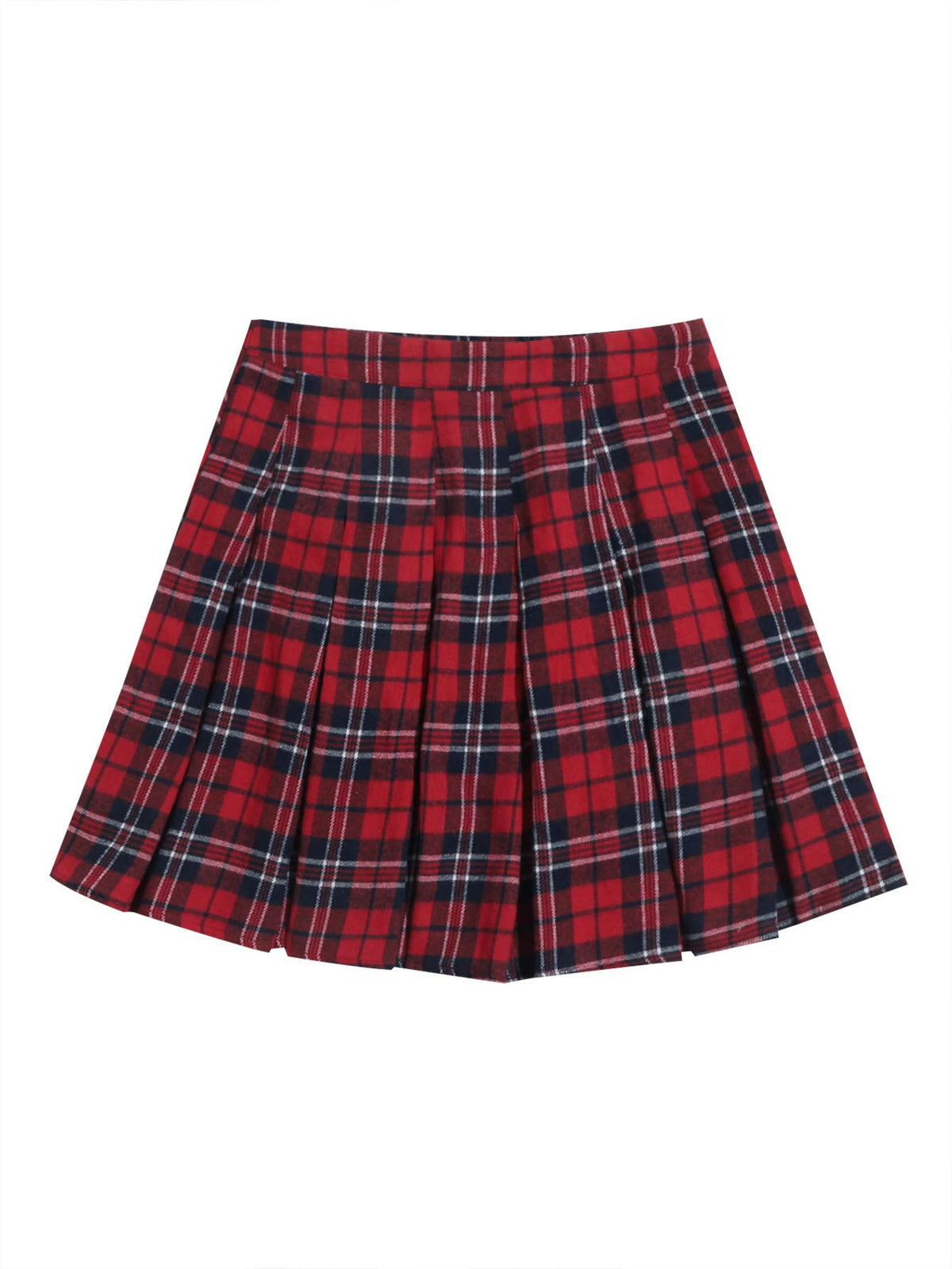 WDIRARA Women's Plaid High Waist Pleated Skater A Line Uniform Mini Skirt