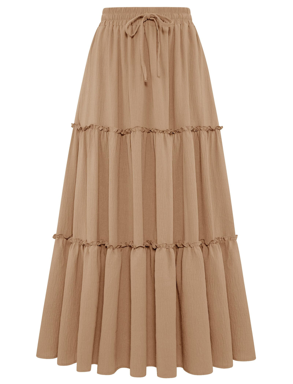 Arolina Women's Summer Maxi Skirt Trendy High Waist Pleated Ruffle Long Skirts Flowy Beach Boho Skirt Dress with Pockets